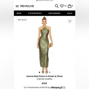 Isaura maxi dress in green and silver - Camila Coelho